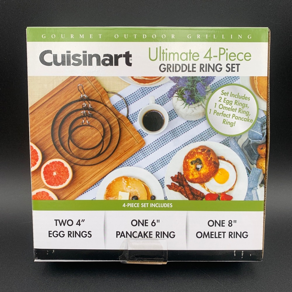 Cuisinart Ultimate 4-Piece Griddle Ring Set CGR-400 Egg Pancake Omelet Rings NEW